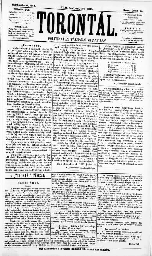 Torontál, 22. évf. 1893. június 28. 146. sz.