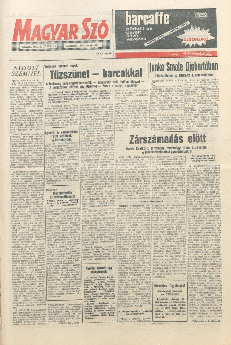 Magyar Szó, 33. évf. 1976. január 18. 16. sz. 1–28. oldal