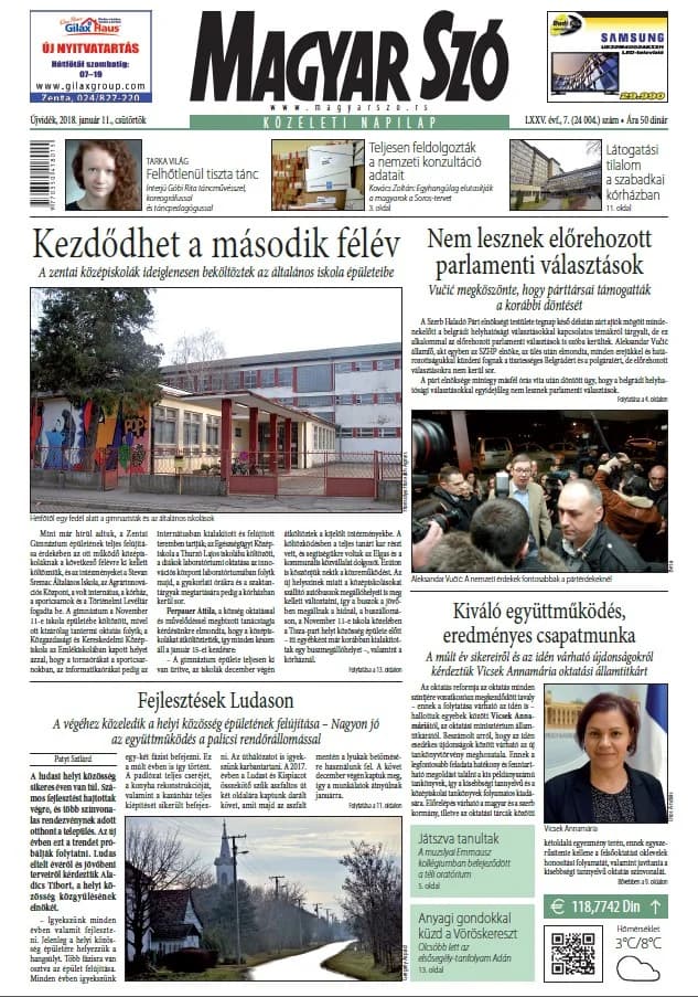 Magyar Szó, 75. évf. 2018. január 11. 7. sz. 1–20. oldal