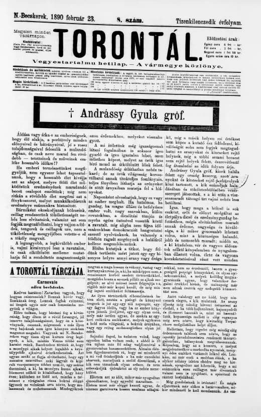 Torontál, 19. évf. 1890. február 23. 8. sz.