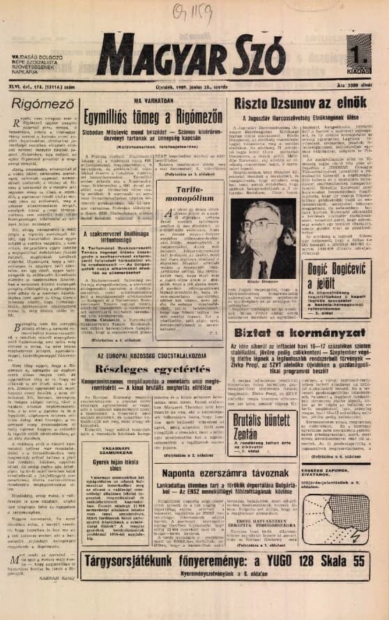 Magyar Szó, 46. évf. 1989. június 28. 174. sz. 1–16. oldal