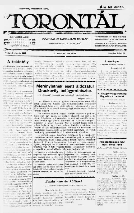 Torontál, 50. évf. 1921. július 23. 158. sz.