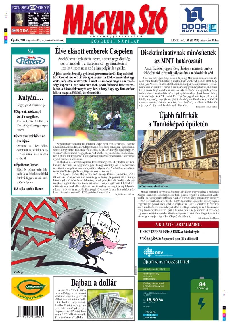 Magyar Szó, 68. évf. 2011. augusztus 13. – 14. 187. sz. 1–48. oldal