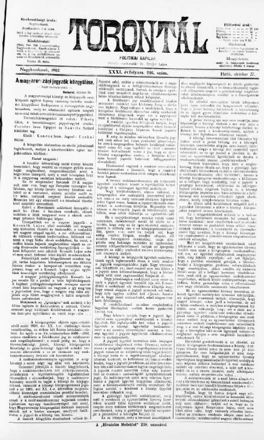 Torontál, 31. évf. 1902. október 27. 246. sz.