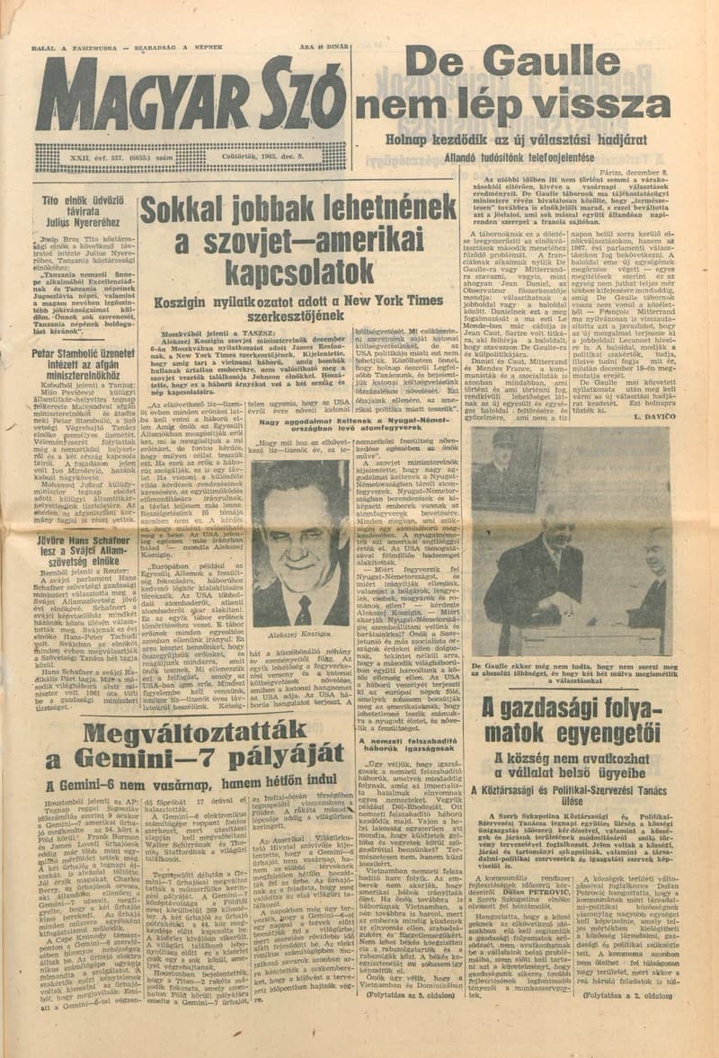 Magyar Szó, 22. évf. 1965. december 9. 337. sz.