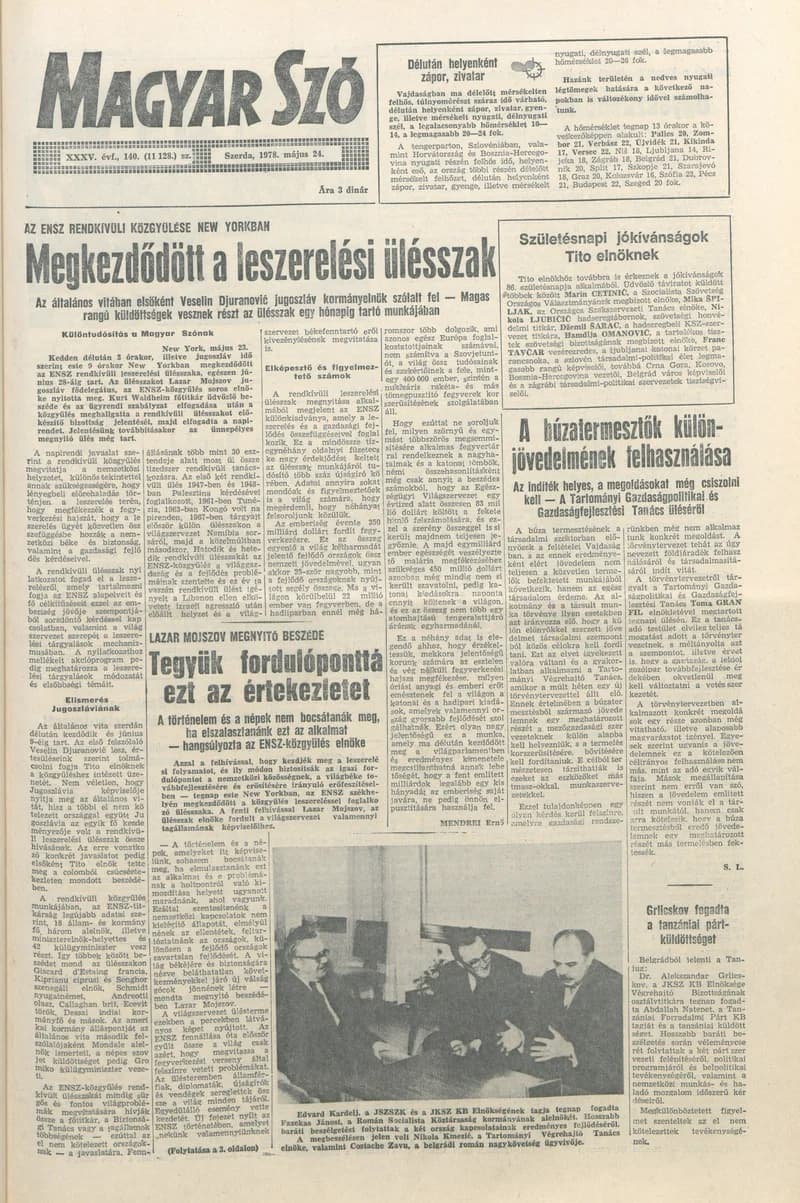 Magyar Szó, 35. évf. 1978. május 24. 140. sz. 1–36. oldal