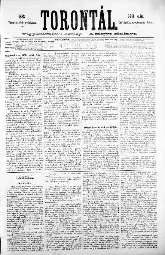 Torontál, 17. évf. 1888. szeptember 6. 36. sz.