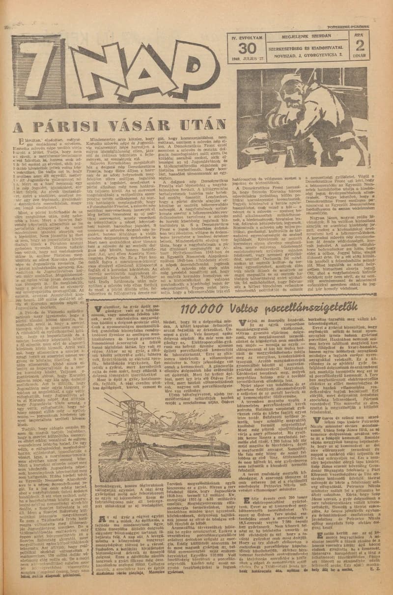 7 Nap, 4. évf. 1949. július 27. 30. sz. 1–4. oldal