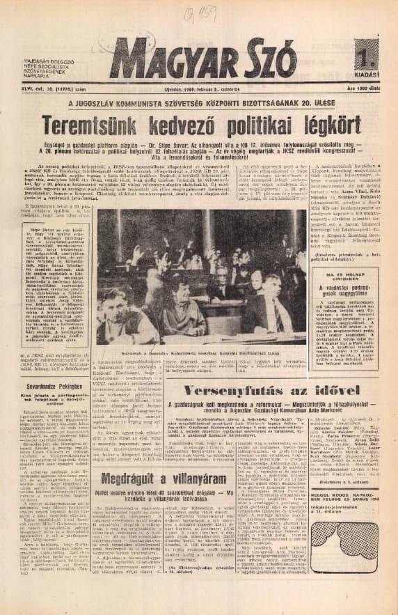 Magyar Szó, 46. évf. 1989. február 2. 30. sz. 1–16. oldal