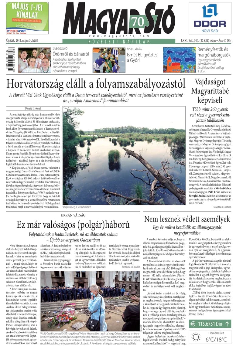 Magyar Szó, 71. évf. 2014. május 5. 100. sz. 1–16. oldal