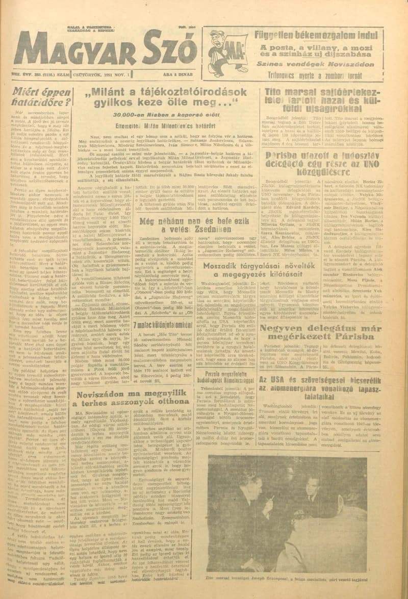 Magyar Szó, 8. évf. 1951. november 1. 259. sz. 1–6. oldal
