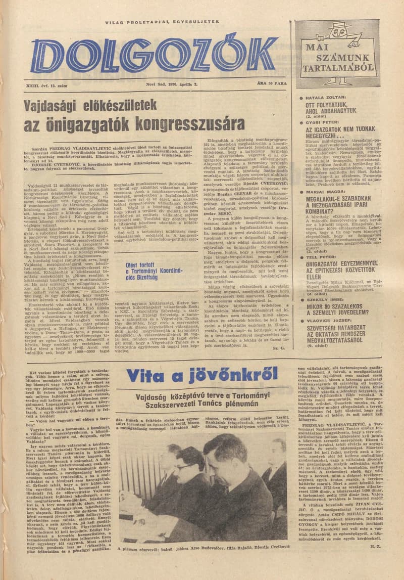 Dolgozók, 24. évf. 1970. április 3. 13. sz.
