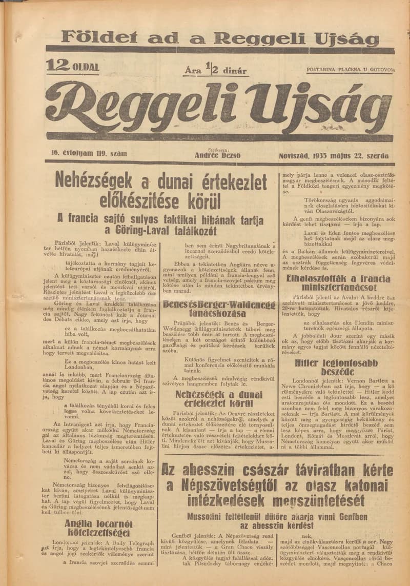 Reggeli Újság, 16. évf. 1935. május 22. 119. sz.