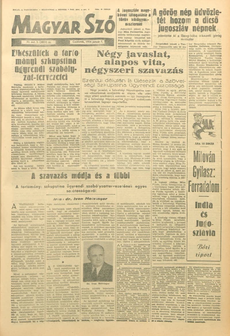 Magyar Szó, 11. évf. 1954. január 7. 5. sz. 1–12. oldal