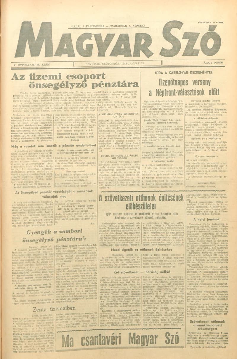 Magyar Szó, 5. évf. 1948. január 22. 18. sz. 1–8. oldal
