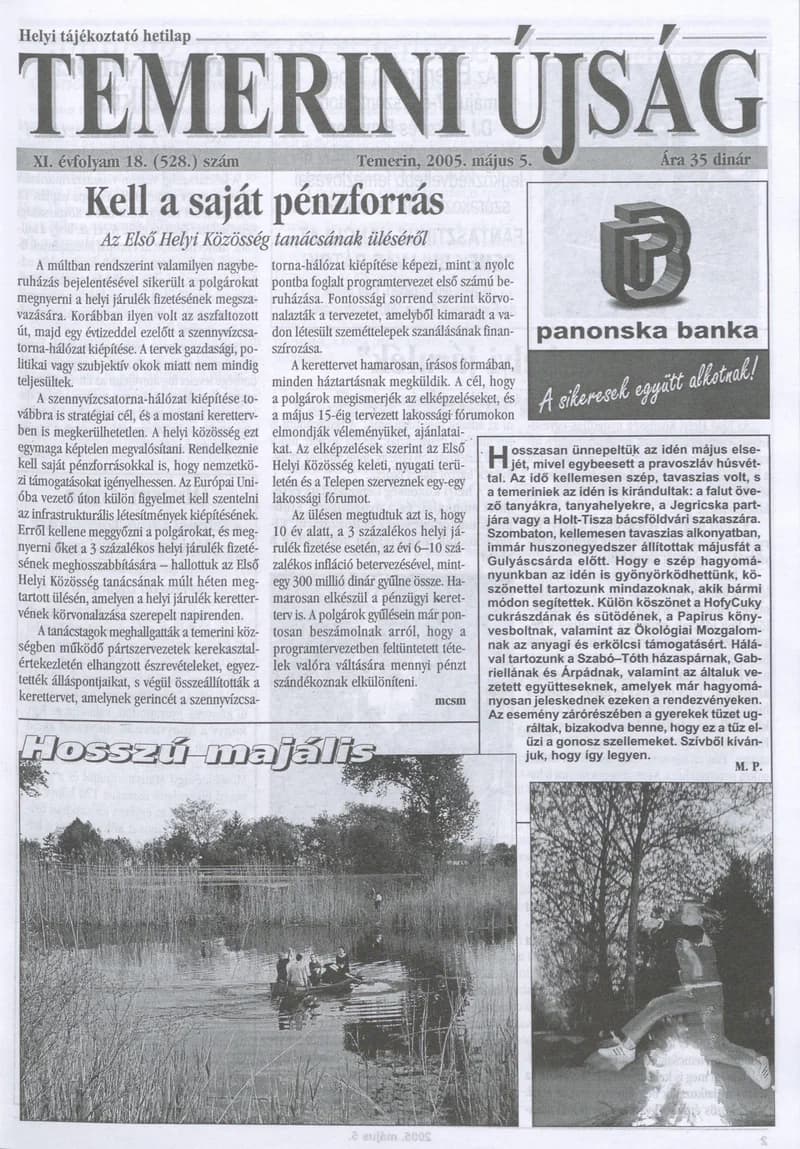 Temerini Újság, 11. évf. 2005. május 5. 18. sz.