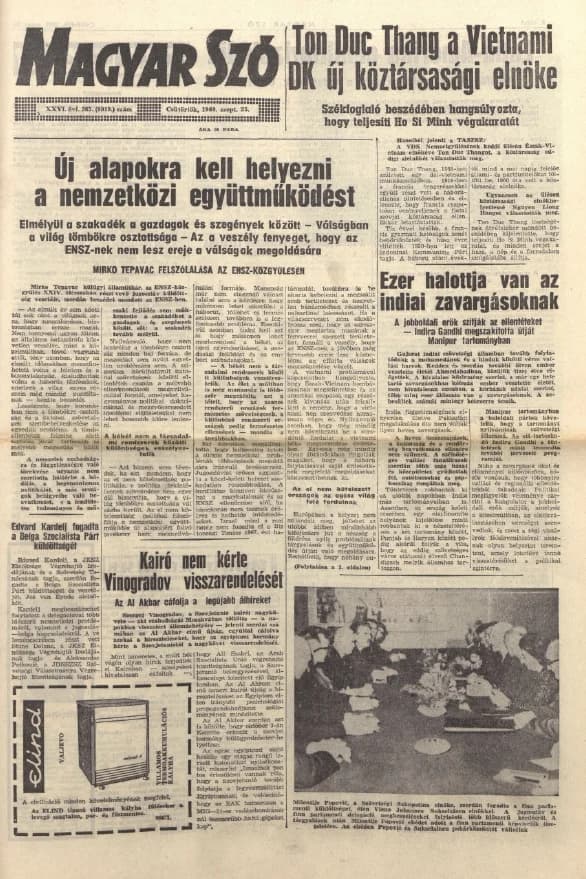 Magyar Szó, 26. évf. 1969. szeptember 25. 265. sz. 1–16. oldal