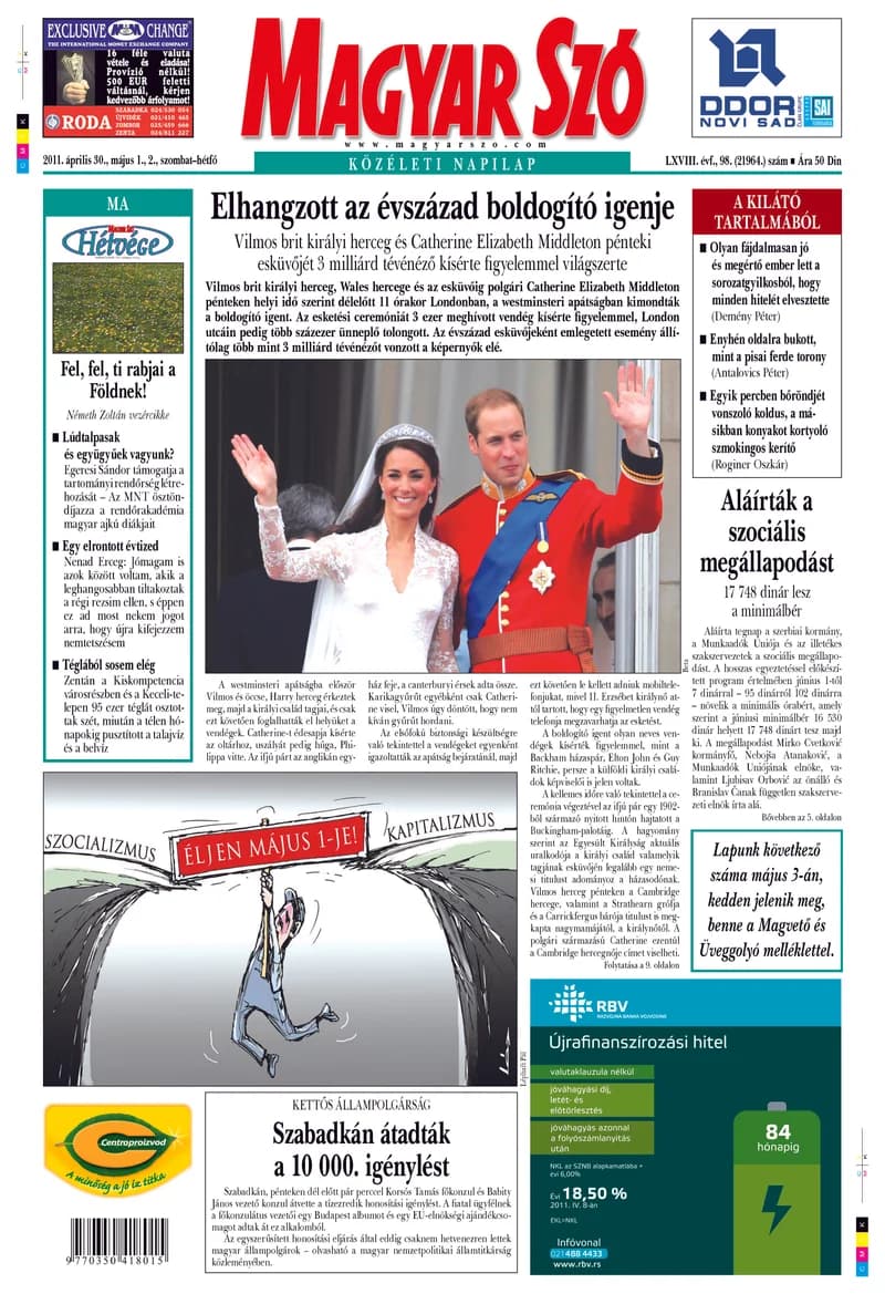Magyar Szó, 68. évf. 2011. április 30. – május 2. 98. sz. 1–48. oldal