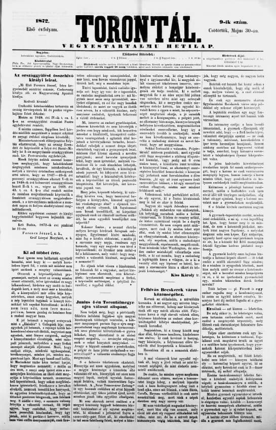 Torontál, 1. évf. 1872. május 30. 9. sz.