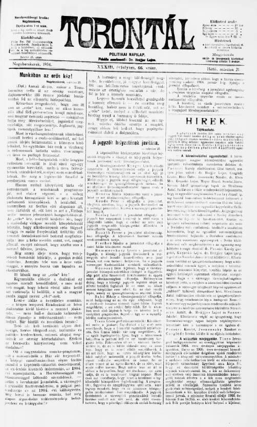 Torontál, 33. évf. 1904. március 21. 66. sz.