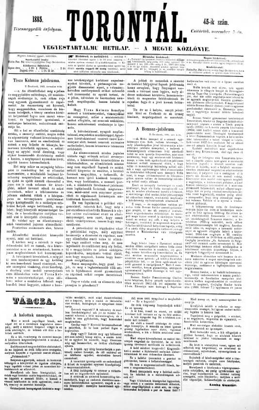 Torontál, 14. évf. 1885. november 5. 45. sz.