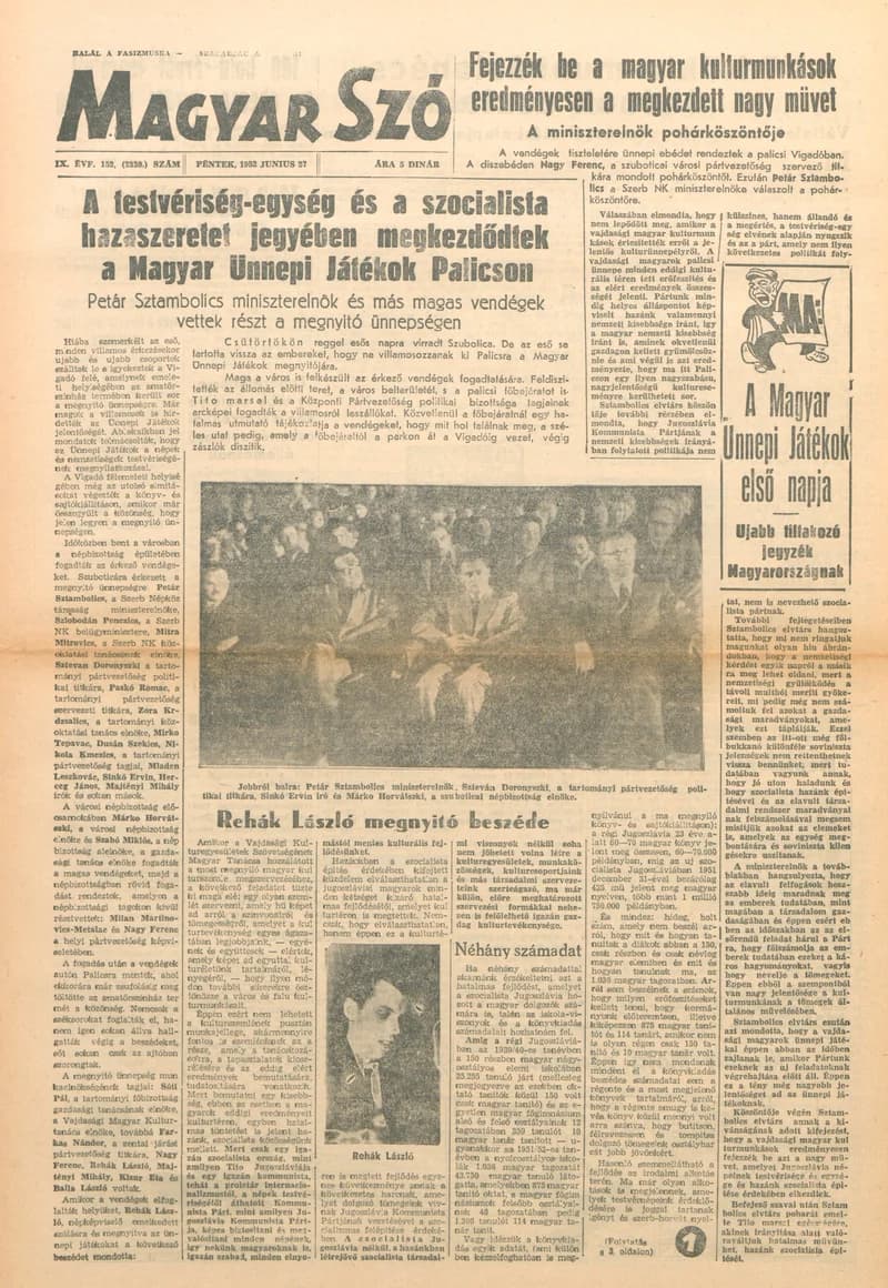 Magyar Szó, 9. évf. 1952. június 27. 152. sz. 1–6. oldal