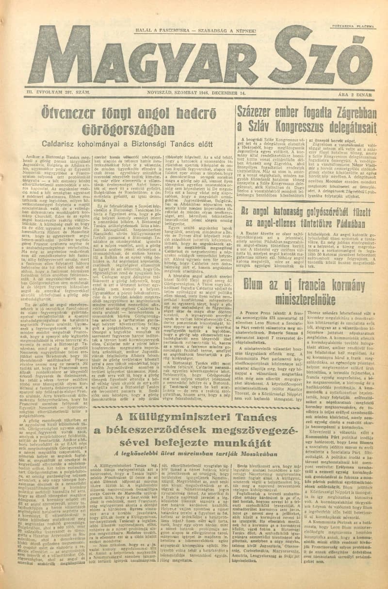 Magyar Szó, 3. évf. 1946. december 14. 297. sz. 1–6. oldal