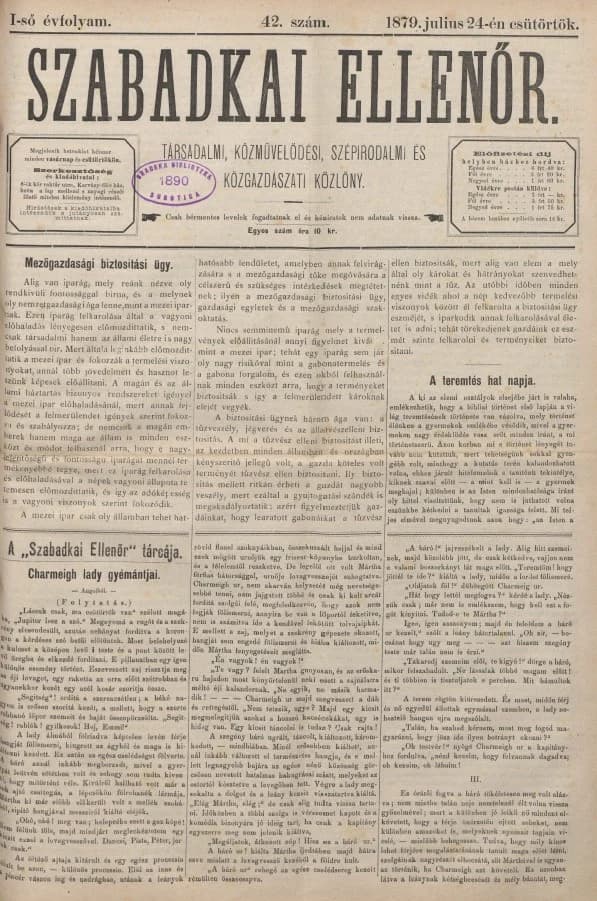 Szabadkai Ellenőr, 1. évf. 1879. július 24. 42. sz.
