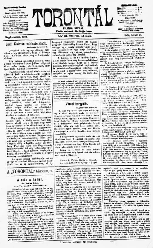 Torontál, 28. évf. 1899. február 21. 42. sz.