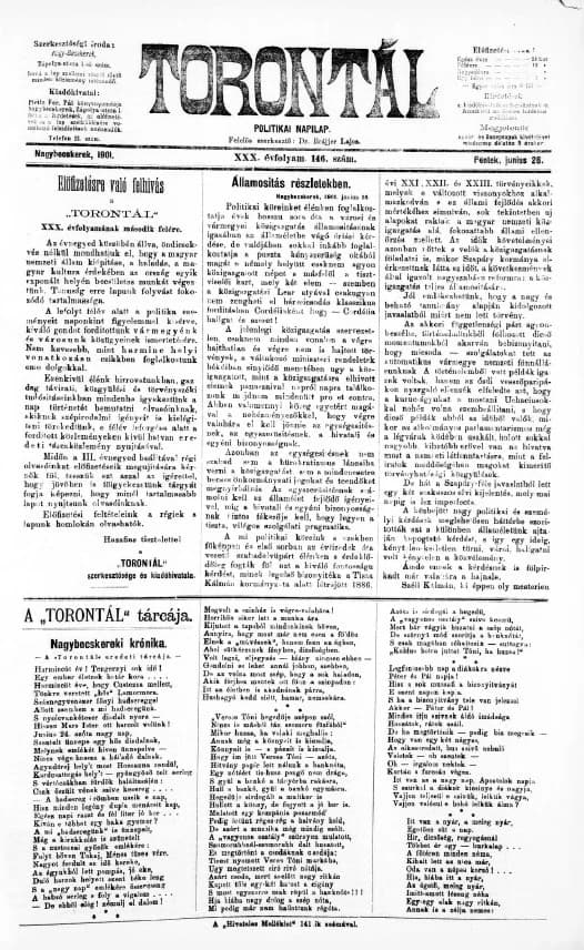 Torontál, 30. évf. 1901. június 28. 146. sz.