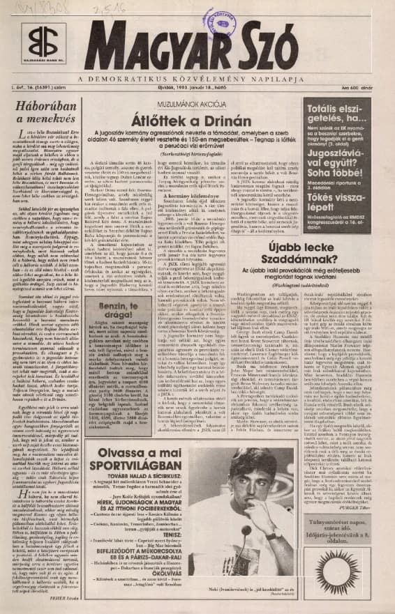 Magyar Szó, 50. évf. 1993. január 18. 16. sz. 1–16. oldal