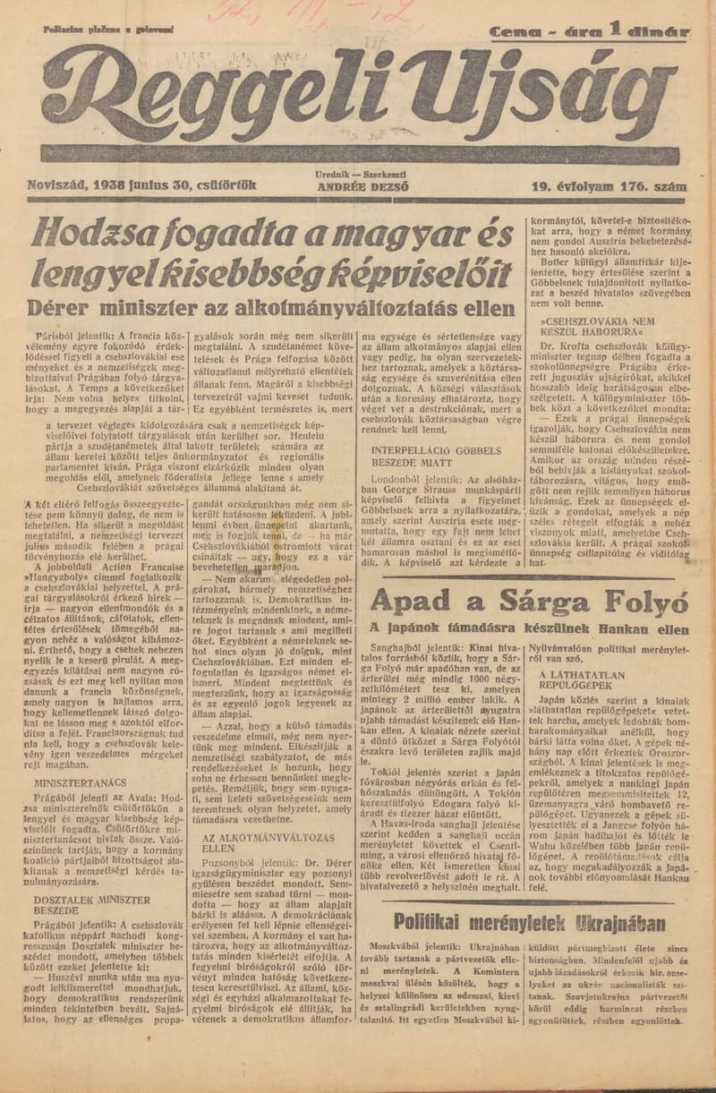 Reggeli Újság, 19. évf. 1938. június 30. 176. sz.