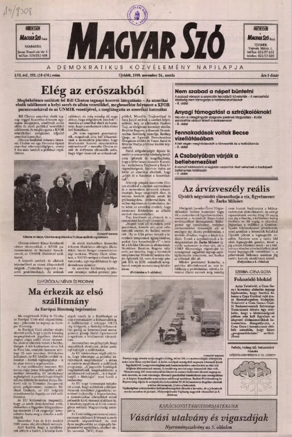 Magyar Szó, 56. évf. 1999. november 24. 232. sz. 1–16. oldal