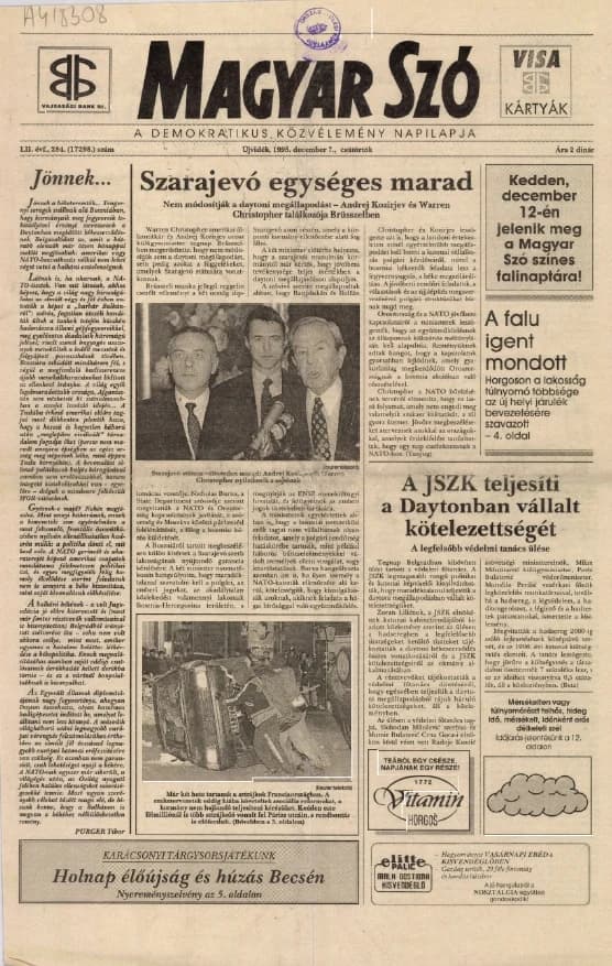 Magyar Szó, 52. évf. 1995. december 7. 284. sz. 1–16. oldal