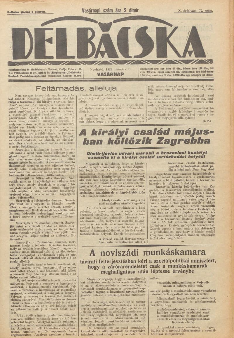 Délbácska, 10. évf. 1929. március 31. 77. sz.