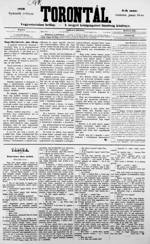 Torontál, 8. évf. 1879. január 16. 3. sz.