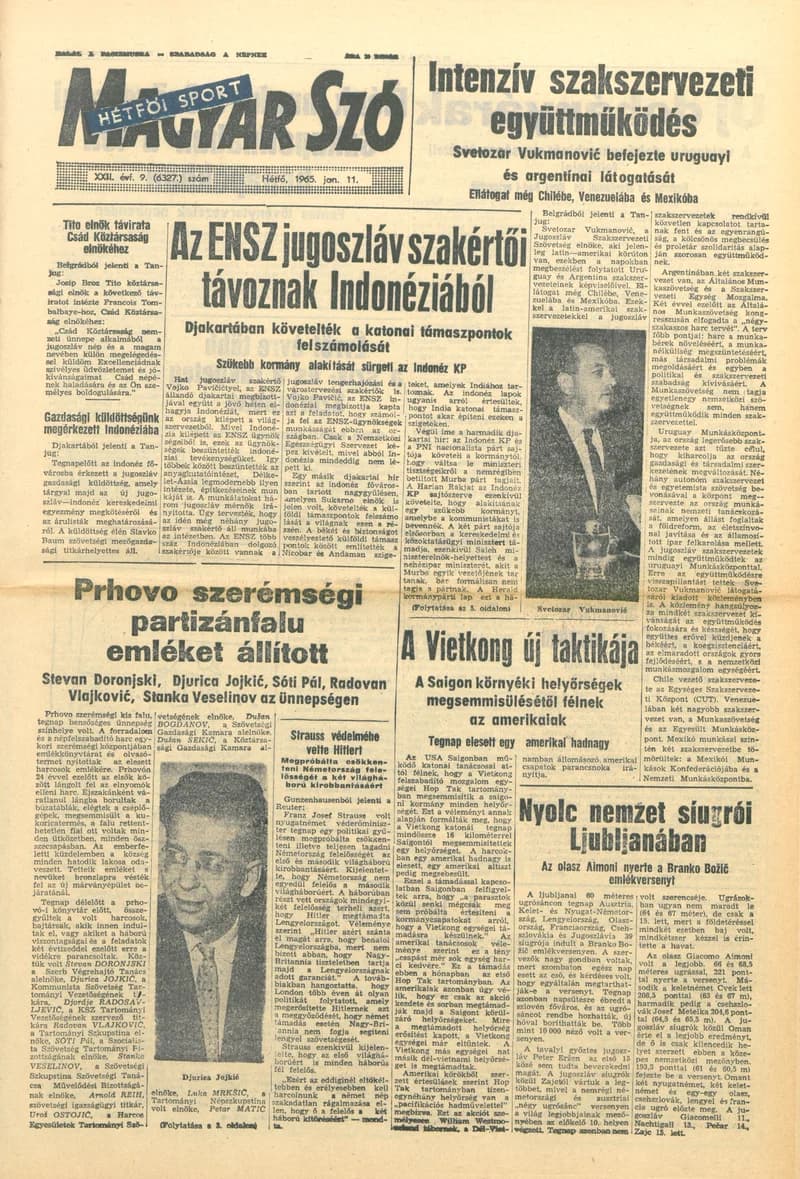 Magyar Szó, 22. évf. 1965. január 11. 9. sz. 1–14. oldal