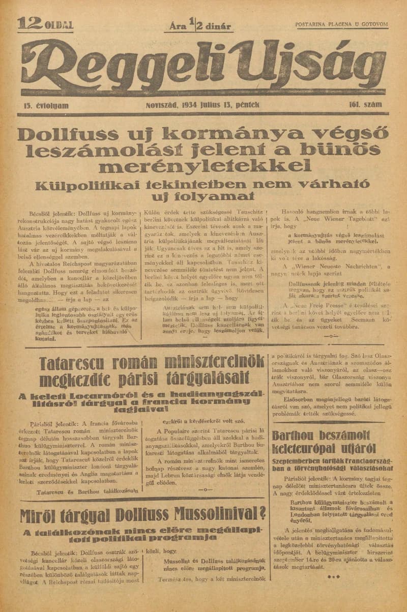 Reggeli Újság, 15. évf. 1934. július 13. 161. sz.