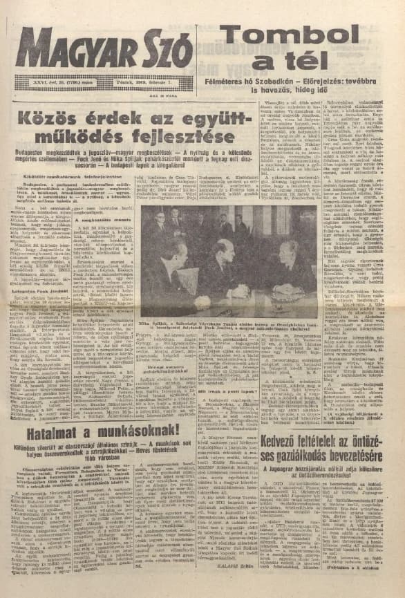 Magyar Szó, 26. évf. 1969. február 7. 36. sz. 1–12. oldal