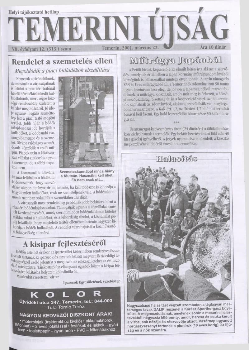 Temerini Újság, 7. évf. 2001. március 22. 12. sz.