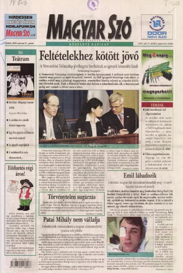 Magyar Szó, 66. évf. 2009. március 27. 71. sz. 1–20. oldal