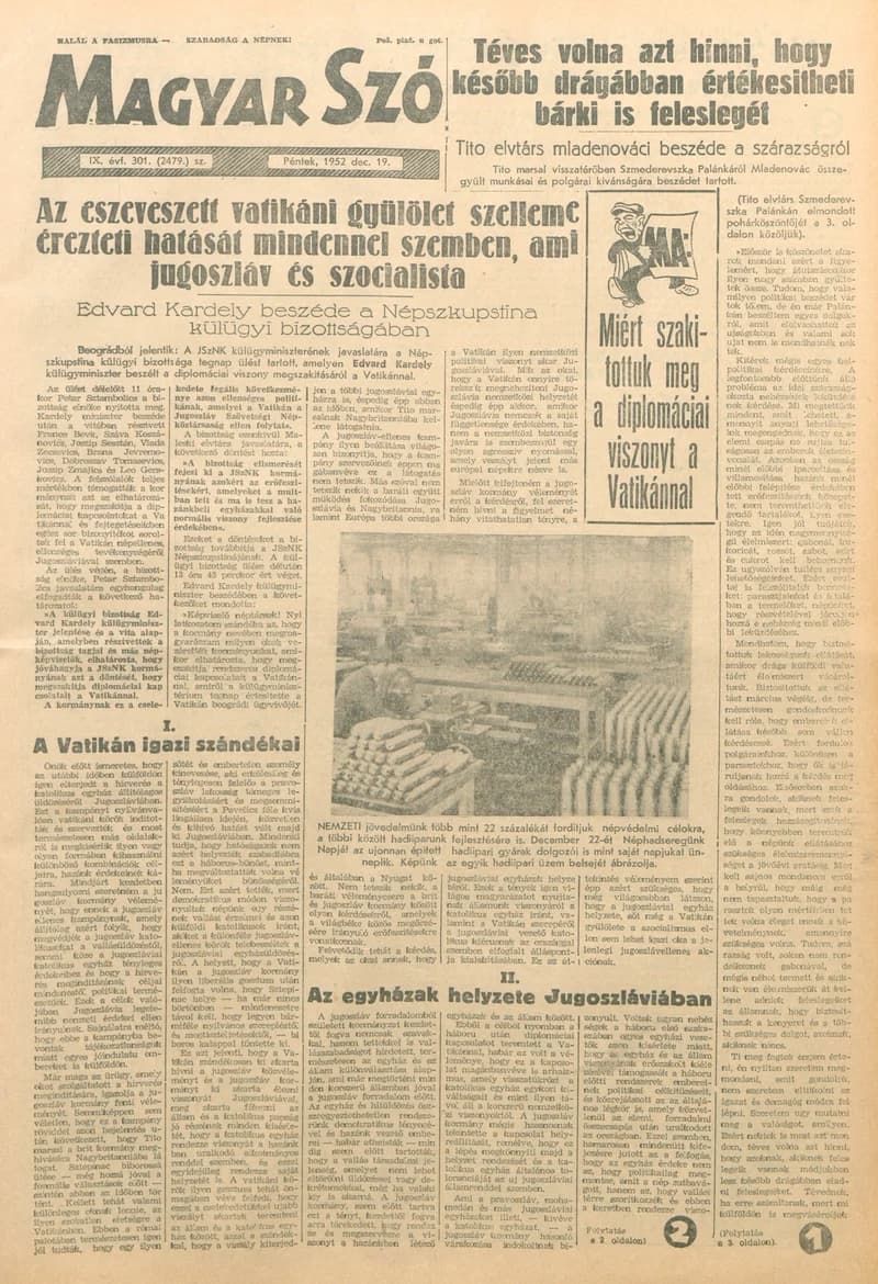 Magyar Szó, 9. évf. 1952. december 19. 301. sz. 1–6. oldal