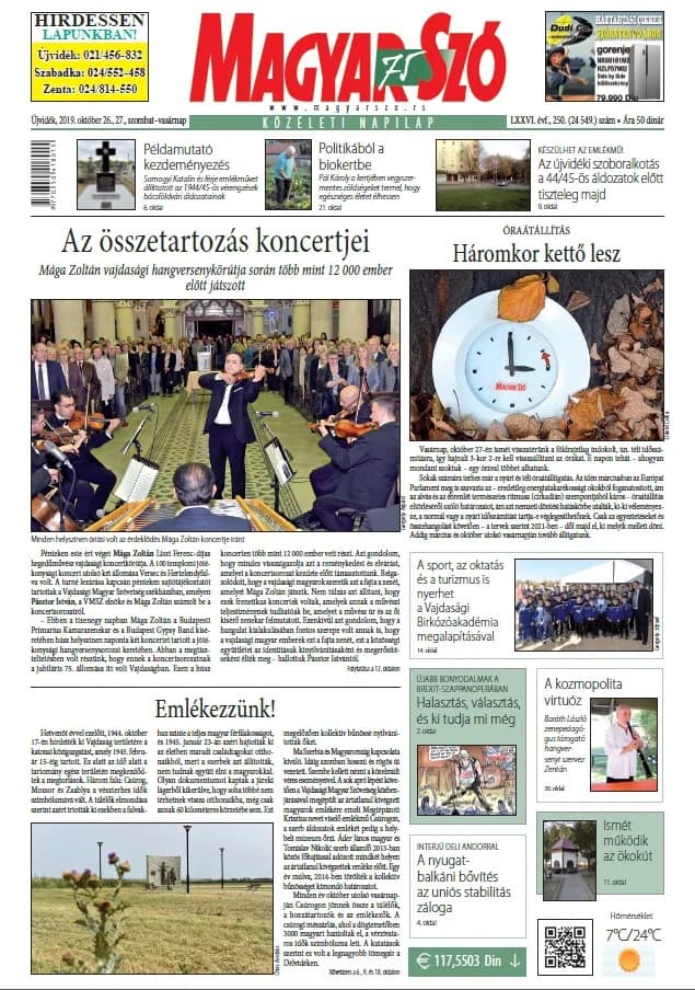 Magyar Szó, 76. évf. 2019. október 26. – 27. 250. sz. 1–44. oldal