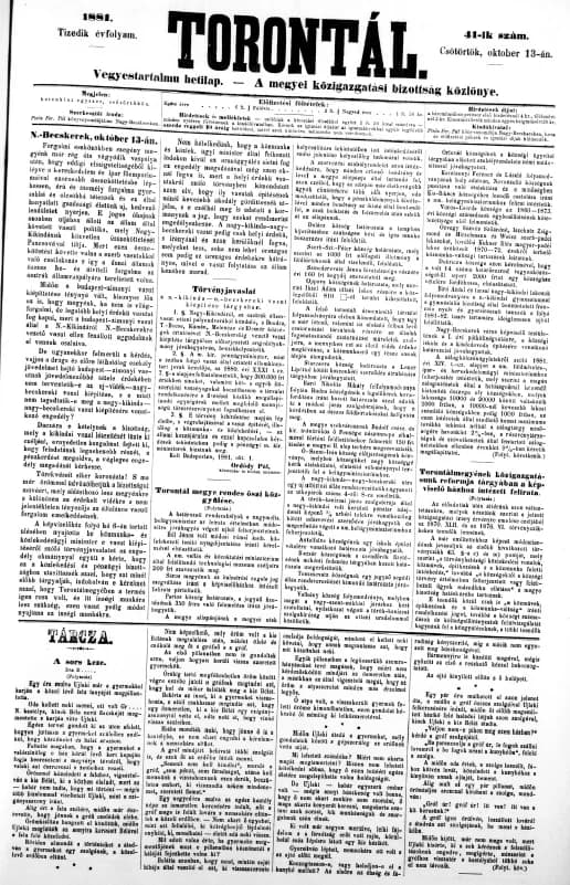 Torontál, 10. évf. 1881. október 13. 41. sz.