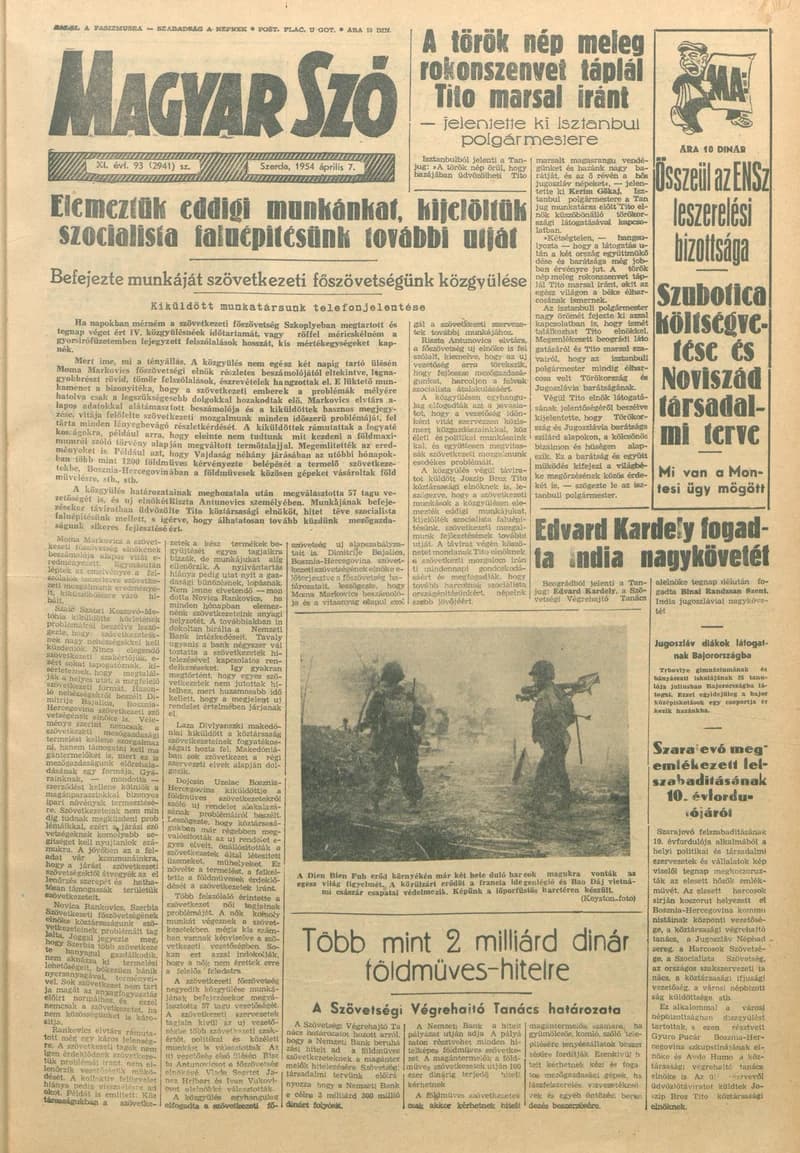 Magyar Szó, 11. évf. 1954. április 7. 93. sz. 1–10. oldal