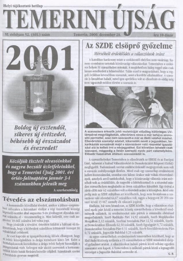 Temerini Újság, 6. évf. 2000. december 28. 52. sz.