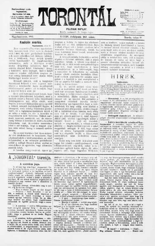 Torontál, 34. évf. 1905. július 19. 162. sz.