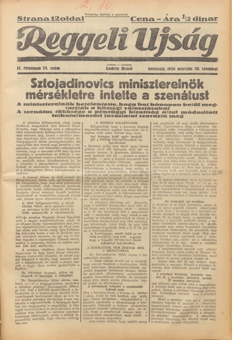 Reggeli Újság, 17. évf. 1936. március 28. 75. sz.