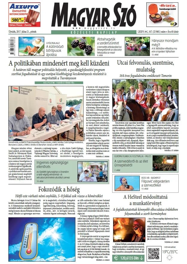 Magyar Szó, 74. évf. 2017. július 21. 167. sz. 1–16. oldal