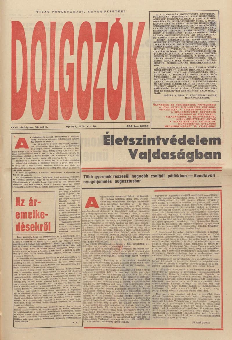 Dolgozók, 28. évf. 1974. július 26. 30. sz.